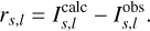 Mathematical equation: $ \begin{aligned} r_{s,l} = I^\mathrm{calc}_{s,l}-I^\mathrm{obs}_{s,l}. \end{aligned} $