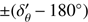 Mathematical equation: $ \pm{(\delta_\theta^'-180^\circ)} $