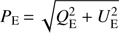 Mathematical equation: $ P_\mathrm E=\sqrt{Q_\mathrm E^2+U_\mathrm E^2} $