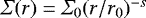 Mathematical equation: $\Sigma(r)=\Sigma_0(r/r_0)^{-s}$