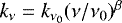 Mathematical equation: $k_{\nu} = k_{\nu{_0}} (\nu/\nu_{0})^{\beta}$