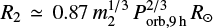Mathematical equation: $ R_2 \simeq 0.87\,m_2^{1/3}\,P_\mathrm{orb,9 h}^{2/3}\,R_{\odot} $