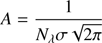 Mathematical equation: $$ \begin{aligned} A = \frac{1}{N_{\lambda } \sigma \sqrt{2 \pi }} \end{aligned} $$