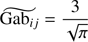Mathematical equation: $$ \begin{aligned} \widetilde{\text{ Gab}_{ij}} = \frac{3}{\sqrt{\pi }} \end{aligned} $$