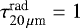 Mathematical equation: $\tau^{\textrm{rad}}_{20\,\mu {\textrm{m}}} = 1$