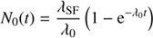 Mathematical equation: $$ \begin{aligned} N_0(t)&= \frac{\lambda _{\rm SF}}{\lambda _0}\left(1 - \mathrm{e}^{- \lambda _0t} \right) \end{aligned} $$