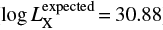 Mathematical equation: $ \log L_{\rm X}^{\rm expected} = 30.88 $
