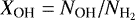 Mathematical equation: $X_{\textrm{OH}} = N_{\textrm{OH}}/N_{\textrm{H}_2}$