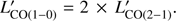 Mathematical equation: $ \textstyle L_{\text{CO}{(1-0)}}^'=2\times L_{\text{CO}{(2-1)}}^'. $