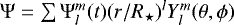 Mathematical equation: ${{\mathrm{\Psi}}=\sum {\mathrm{\Psi}}_l^m(t) (r/R_{\star})^l {Y}_{l}^{m} (\theta, \phi)}$