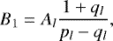 Mathematical equation: \begin{equation*}B_{1} = A_l \frac{1+q_l}{p_l-q_l}, \end{equation*}