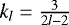 Mathematical equation: $k_l = \frac{3}{2l-2}$
