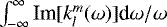 Mathematical equation: $\int^{\infty}_{-\infty} \textrm{Im}[k_l^m(\omega)] \textrm{d}\omega/\omega$