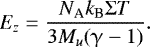 Mathematical equation: \begin{equation*} E_z=\frac{N_{\textrm{A}} k_{\textrm{B}} \mathrm{\Sigma} T }{3M_u(\upgamma-1)}. \end{equation*}