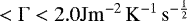 Mathematical equation: $<{\rm{\Gamma}}< 2.0 \mathrm{J} \mathrm{m}^{-2}\,\mathrm{K}^{-1}\,\mathrm{s}^{-\frac{1}{2}}$
