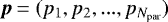Mathematical equation: $\vec{p}=(p_{1}, p_{2},..., p_{N_{\textrm{par}}})$