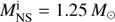 Mathematical equation: $M_{\rm NS}^{\rm i}=1.25\,M_\odot$