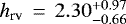 Mathematical equation: $h_{\text{rv}}\,=\,2.30^{+0.97}_{-0.66}$