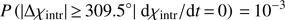 Mathematical equation: $$ P\left( {|\Delta \chi _{{\rm intr}} |\; \ge 309.5^\circ | \; {\rm d}\chi _{{\rm intr}} /{\rm d}t = 0} \right) = 10^{ - 3} $$