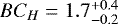 Mathematical equation: $BC_{H}=1.7^{+0.4}_{-0.2}$