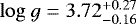 Mathematical equation: $\mathrm{log}\:{g}=3.72^{+0.27}_{-0.16}$
