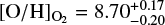 Mathematical equation: $ [\mathrm{O/H}]_{\mathrm{O}_2} = 8.70^{+0.17}_{-0.20} $