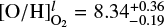 Mathematical equation: $ [\mathrm{O/H}]_{\mathrm{O}_2}^l = 8.34^{+0.36}_{-0.19} $