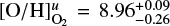 Mathematical equation: $ [\mathrm{O/H}]_{\mathrm{O}_2}^u = 8.96^{+0.09}_{-0.26} $