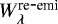 Mathematical equation: $W^{\textrm{re}\hbox{-}\textrm{emi}}_{\rm\lambda}$