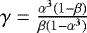 Mathematical equation: $\gamma={\alpha^3(1-\beta)\over \beta(1-\alpha^3)}$