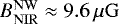 Mathematical equation: $B^{\rm{NW}}_{\rm{NIR}} \approx 9.6\,\mu\rm{G}$