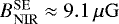 Mathematical equation: $B^{\rm{SE}}_{\rm{NIR}} \approx 9.1\,\mu\rm{G}$
