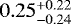 Mathematical equation: $0.25^{+0.22}_{-0.24}$