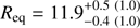 Mathematical equation: $ {{\mathop{\rm R}\nolimits} _{{\rm{eq}}}} = 11.9_{ - 0.4\;\left( {1.0} \right)}^{ + 0.5\;\left( {1.0} \right)} $