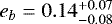 Mathematical equation: $e_b=0.14_{-0.08}^{+0.07}$