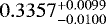 Mathematical equation: $0.3357_{-0.0100}^{+0.0099}$