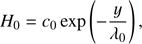 Mathematical equation: $$ \begin{aligned} H_0 = c_0 \exp \left(- \frac{y}{\lambda _0}\right), \end{aligned} $$