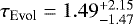 Mathematical equation: $\tau_{\text{Evol}}=1.49_{-1.47}^{+2.15}\;$