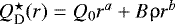 Mathematical equation: $Q^{\star}_{\textrm{D}}(r) = Q_0 r^a + B\uprho r^b$
