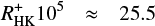 Mathematical equation: $$\begin{eqnarray}{R}^{+}_{\rm HK}10^{5} & \approx & 25.5 \end{eqnarray}$$