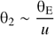 Mathematical equation: $$ {\mathrm\theta}_2\;\sim\;\frac{{\mathrm\theta}_\mathrm E}u $$
