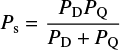 Mathematical equation: $ \begin{equation} P_{\rm s} = \frac{P_{\rm D} P_{\rm Q}}{P_{\rm D} + P_{\rm Q}} \end{equation} $