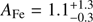 Mathematical equation: $ A_\mathrm{{Fe}}=1.1^{+1.3}_{-0.3} $