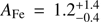 Mathematical equation: $ A_\mathrm{{Fe}}=1.2^{+1.4}_{-0.4} $