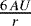 Mathematical equation: $\frac{6\,AU}{r}$