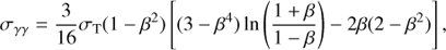 Mathematical equation: $$ \begin{aligned} \sigma _{\gamma \gamma } = \frac{3}{16} \sigma _{\rm T}(1-\beta ^2) \left[ (3-\beta ^4) \ln \left( \frac{1+\beta }{1-\beta } \right) - 2\beta (2-\beta ^2) \right], \end{aligned} $$