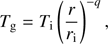 Mathematical equation: $ \begin{aligned} T_{\mathrm{g}}=T_{\mathrm{i}} \left(\frac{r}{r_{{\mathrm{i}}}}\right)^{-q}, \end{aligned} $