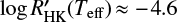 $ \log R_{\text{HK}}^{\prime}\left( {{T}_{\text{eff}}} \right) {\approx} -4.6 $
