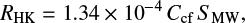 $ \begin{equation} R_{\text{HK}} = 1.34 \times 10^{-4}\,C_{\text{cf}}\,\smw, \end{equation} $