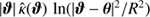 $ |\boldsymbol{\vartheta}|\,\hat{\kappa}(\boldsymbol{\vartheta})\,\ln(|\boldsymbol{\vartheta} - \boldsymbol{\theta}|^2 / R^2) $